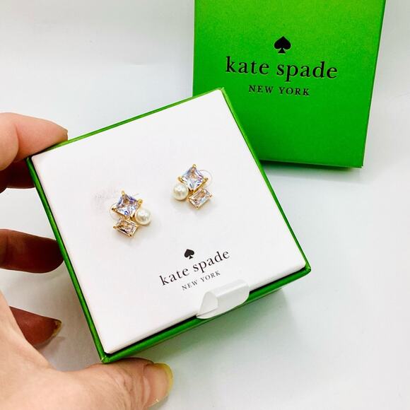 Kate Spade Victoria Gold and Pearl Stud Earrings - Picture 3 of 9